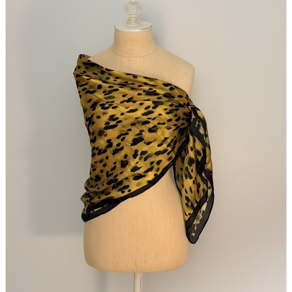 ANINE BING JAYCE 100% SILK SCARF LEOPARD PRINT GOLDEN LEO BOLD 38in X 38in